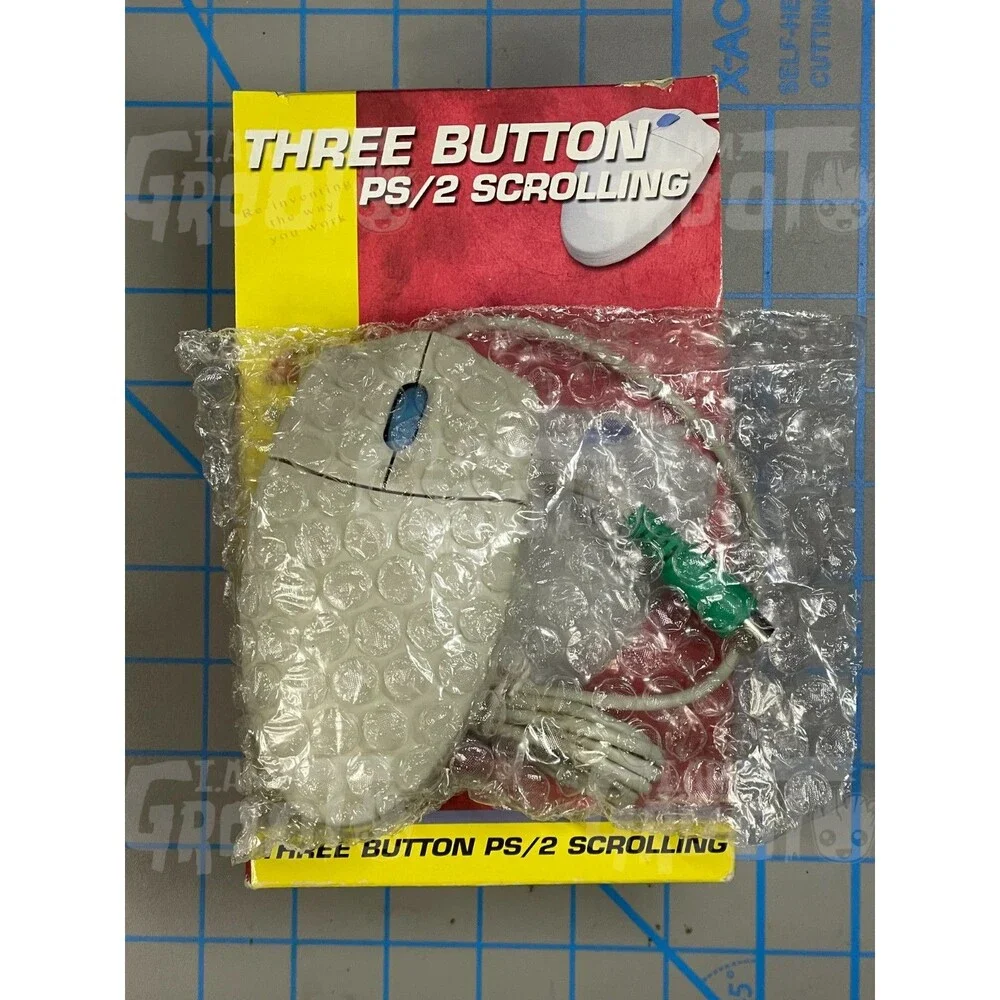 Inland Three Button PS/2 Scrolling Ball Computer Mouse Vintage TESTED WORKING